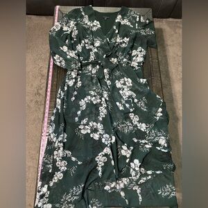 Hunter green floral dress from Lane Bryant